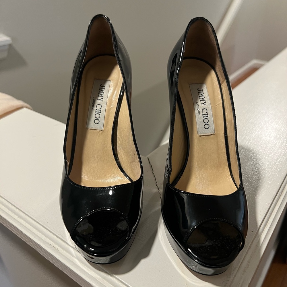 Jimmy Choo Black Peep Toe Heels